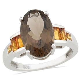 Buy 925 Sterling Silver 5.10cts Smoky Quartz and Citrine Ring