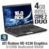 MSI A6005 201US - Core 2 Duo T6600 / 2.2 GHz - RAM 4 GB - HDD 320 GB - DVD?RW / DVD-RAM - Mobility Radeon HD 4330 - WLAN : 802.11b/g/n (draft) - Windows 7 Home Premium - 16 Widescreen TFT 1366 x 768 ( WXGA ) - camera - black