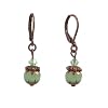 Earrings - E261 - Copper Plated Round Milk Glass and Swarovski (tm) Crystal Beads ~ Jade Green