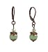 Earrings - E261 - Copper Plated Round Milk Glass and Swarovski (tm) Crystal Beads ~ Jade Green