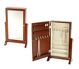 Wall Mounted Walnut Jewelry Cabinet with Mirror