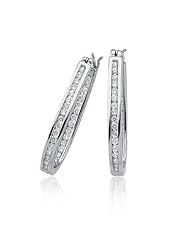1 Carat, Channel Set Diamond Hoops - 14 Karat White Gold