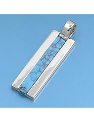 Sterling Silver Fine Turquoise Rectangular Bar Pendant