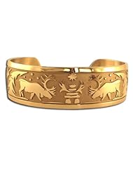 14K Yellow Gold Northwest Coast Native American Caribou Bracelet. Made in USA.