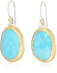 GURHAN "Elements" Silver with Gold Turquoise Short Drop Hook Earrings