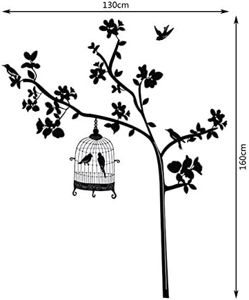 Black Birdcage Birds Tree Removable Wall Sticker Home Decor Decals Vinyl Art