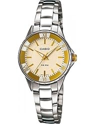 Casio Womens Core LTP1360D-9AV Silver Stainless-Steel Quartz Watch with Yellow Dial