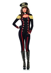 Leg Avenue Women's Military Catsuit Costume, Black, Large
