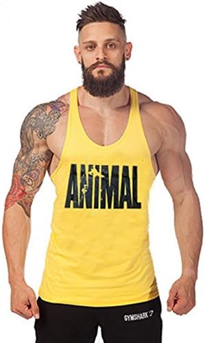 Mens Animal Letter Print Stringer Bodybuilding Gym Tank Tops