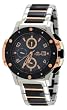 Oniss #ON612-LRG Women's Bold Collection Stainless Steel Black Ceramic Combo Multi function Watch