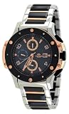 Oniss #ON612-LRG Women's Bold Collection Stainless Steel Black Ceramic Combo Multi function Watch
