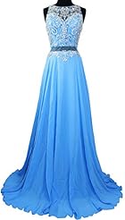 A-line Illusion  Sheer Floor Length Floral Print Chiffon Sleeveless Evening Dress/Pageant Dress/Prom Dress/Party Dress/Wedding Dress  With Rhinestones