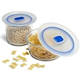 Bormioli Rocco Frigoverre Plus Round Glass Storage Bowls with Frosted Blue Lids, Set of 2 by BORM9