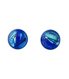 Sterling Silver Dichroic Glass Translucent Dark Blue Stud Earrings