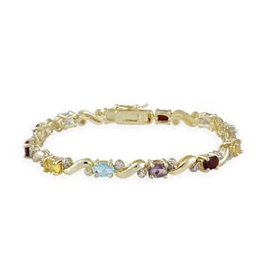18K Gold ?ber Sterling Silber Multi Edelstein & Diamant Akzent Tennis Armband