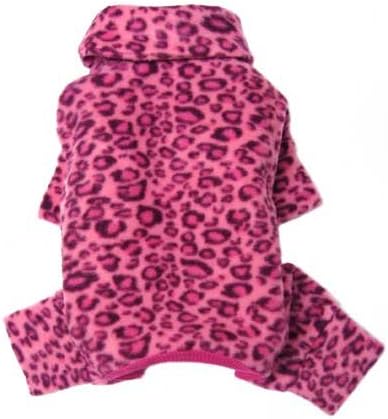 Soft Fleece Pink Leopard Print Turtleneck Bodysuit/Pajamas for Small Dogs - XS