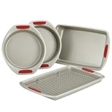 (Promotion: Order in the next 1 hours) Cheap KitchenAid Gourmet Nonstick Bakeware 5-Piece Set with Red Anti-Slip Grips for sale