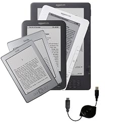 Retractable USB Cable for the Amazon Kindle / DX / Touch / Keyboard (WiFi and 3G) with Power Hot Sync and Charge capabilities - uses Gomadic TipExchange Technology