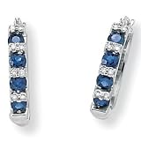 Blue Sapphire & Diamond Accents 10k White Gold Earrings - B00007JIU6