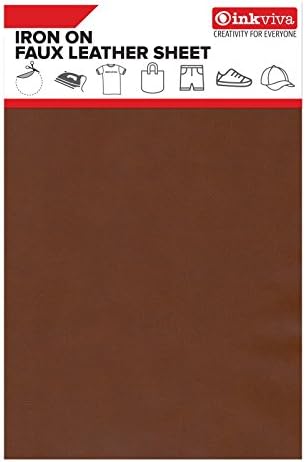 Iron on Leather Sheet L25 Faux Synthetic Vinyl Applique Material for Crafting and Design - Single Sheet Package (Medium Brown)