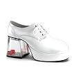 3 1/2 Inch Heel Men's Platform Shoe Dice Filled Heel Vegas Gambling White