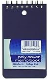 Top Flight Poly Cover Memo Book, 3 x 5 Inches, Top Wire, Cover Color May Vary, 100 Sheets (4610622)