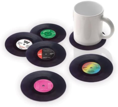 6PCS Vinyl Coaster Groovy Record Cup Drinks Holder Mat Tableware Placemat