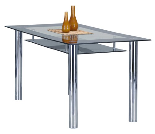 Links 50700050 Speisetisch "Kagami" Chrom/Glasplatte mir, schwarz