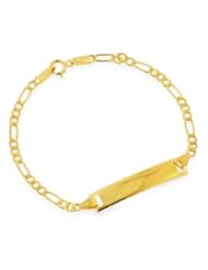 14K Solid Yellow Gold Figaro Baby ID Bracelet 6"