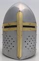 Templar Sugar Loaf Helmet with Brass Accents - Great Helm