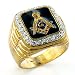 Masonic Ring - Black Background - CZ Crystal - Sizes 8-13