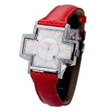 Locman Italy Women's Plus Diamond Corners Red Karung Snake Strap Watch