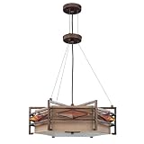 Buy Nuvo 60 2881 Three Light Pendant With Golden Bronze Fabric Shade With Amber... by Nuvo