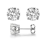 2.00 Carat Total Weight Sterling Silver Diamond Colored Round Cz Stud Earrings- April Birthstone thumbnail