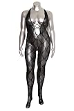 Black Floral Lace Crisscross Front Bodystocking