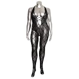 Black Floral Lace Crisscross Front Bodystocking