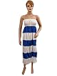 Gypsy Boho Denim Blue & White Cotton Womens Smocked Strap Dress or Skirt 40"