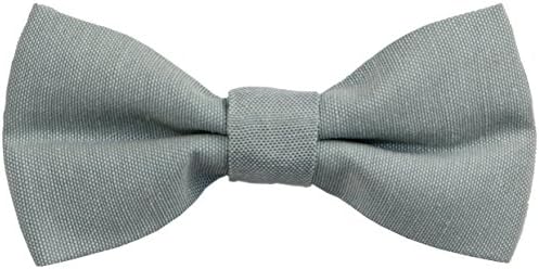 PAN PA Boy's Solid Color Linen Cotton Bow Ties Gray