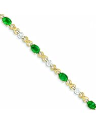 4.4 Carat 14K Gold Diamond and Emerald Bracelet