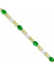 Genuine 14K Yellow Gold Diamond And Emerald Bracelet 5 Grams Of Gold 100% Satisfaction Guaranteed.