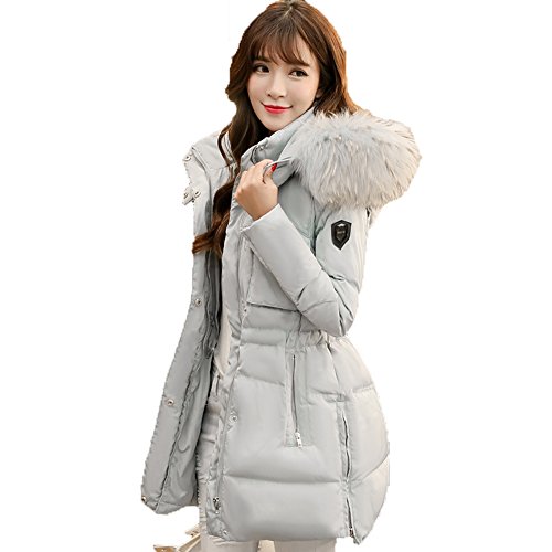 ワンース (Wansi) レディース 秋冬 ダウンジャケット たっぷりリアルラクーンファー ダウンコート リアルファー ダウン90% フェックファー付き ロング丈 ロングコート 防寒 コート ウエスト締める 軽薄