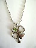 4 Leaf Clover: Heart Clover Key Pendent Necklace