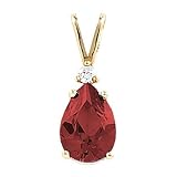 14K Yellow Gold Mozambique Garnet and Diamond Pendant