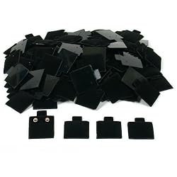 100 Black Earring Puff Cards Jewelry Showcase Displays 1"