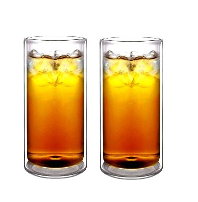 Sun's Tea(TM) 16oz Strong Double Wall Thermo Glass Pilsner/Tumbler/Glasses for Beer/Cocktail/Lemonade/Iced tea and other beverage, Set of 2