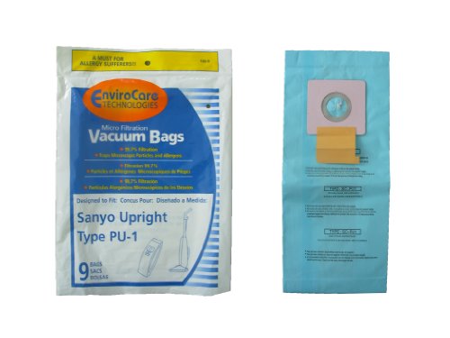 18 Sanyo Upright Pu-1 w&#1110th Closure Vacuum Bags, Panasonic, Kenmore, LG slimax Vacuum Cleaners, SC54A, SCA4, SCA41, SCA42, SCA4A, VU5545-65