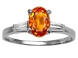 1.18 cts Genuine Orange Sapphire and Diamond Engagement Ring - 14kt White or Yellow Gold