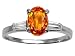 1.18 cts Genuine Orange Sapphire and Diamond Engagement Ring - 14kt White or Yellow Gold