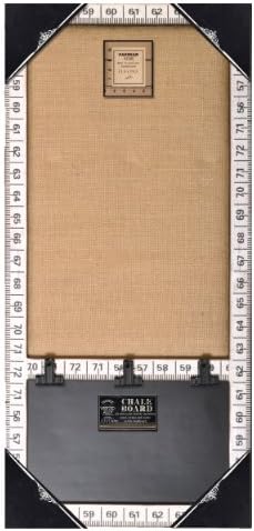 Wood Framed Wall Burlap Board & Chalk Bulletin Board 14"x30.75" (White Ruler)