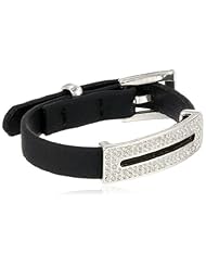 Kenneth Cole New York "Bracelet Item" Silver Pave Faux Leather Identification Bracelet, 6.5"